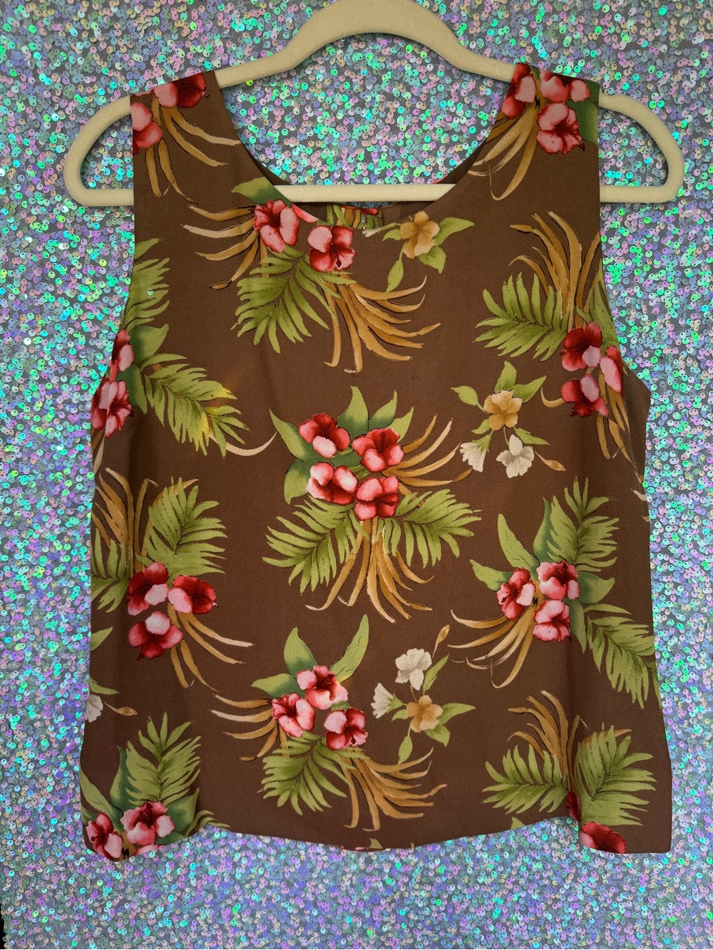 Charter Club Brown Tropical Floral Sleeveless Camisole